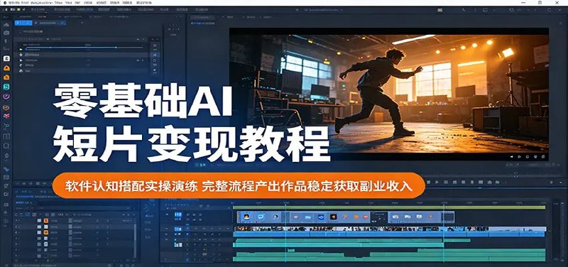 📌 #短视频  | 活动线报 · 返佣平台✍️ 《零基础AI短片变现教程 软件认知搭配实操演练 完整流程产出作品稳定获取副业收入》📖 项目介绍