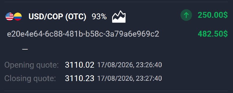 🔥AVIATOR CHANNEL🔥: 📊 USD/COP (OTC) 🕘 1 MINUTES 💵 Use 250 from balance ➡️ CLICK HERE AND REGISTER✅ TRADE CLOSED IN PROFIT!💵 BALANCE: $914,80
