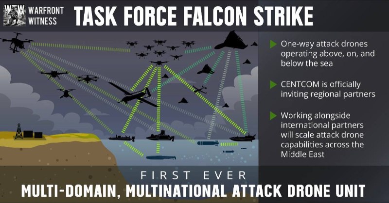 ️🇺🇸CENTCOM הכריזה על השקת כוח המשימה של פלקון סטרייק (Task Force Falcon Strike), כוח המשימה של מל"ט התקיפ…