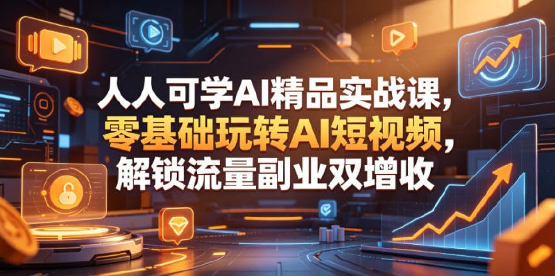 📌 #短视频  | 活动线报 · 返佣平台✍️ 《人人可学AI精品实战课 零基础玩转AI短视频 解锁流量副业双增收》📖 项目介绍