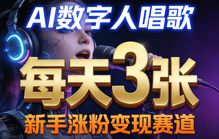 📌 #短视频 ✍️ 《AI数字人唱歌 新手涨粉变现赛道 每天3张和知识付费 副业必备》📖 项目介绍