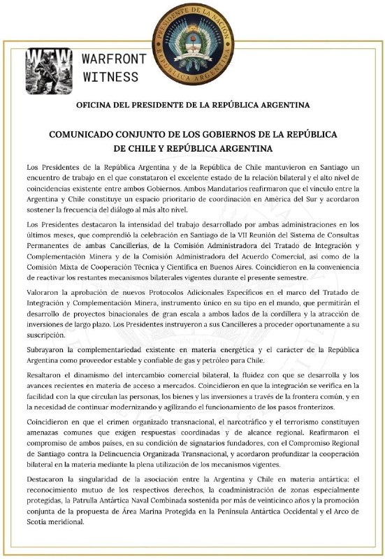 ️🇨🇱🇦🇷 הנשיאים חוויאר מיילי וחוסה אנטוניו קסט פרסמו הצהרה משותפת לאחר פגישה בסנטיאגו, שבה קסט אישר מחדש…