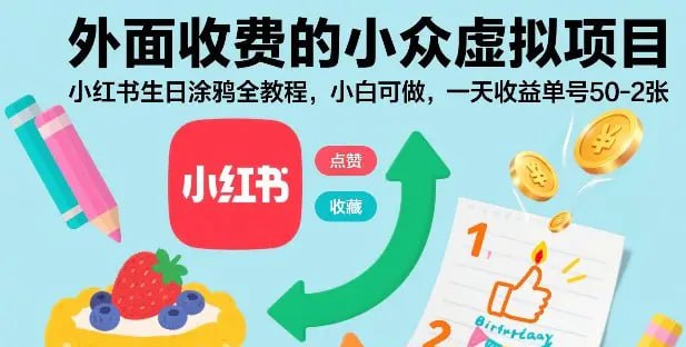✍️  《外面收费的小众虚拟项目 小红书生日涂鸦全教程 小白可做》💡  项目介绍