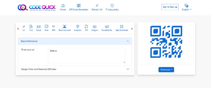 #CodeQuick #二维码  🏵  #网站 |  CodeQuick - 创建二维码和缩短网址🍥  简介
