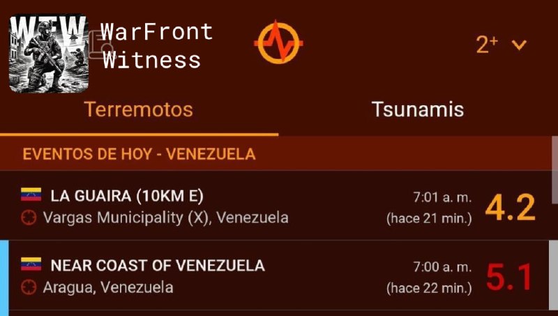 ️ 🇻🇪 זוג רעידות אדמה חדשות דווח הבוקר בוונצואלה.