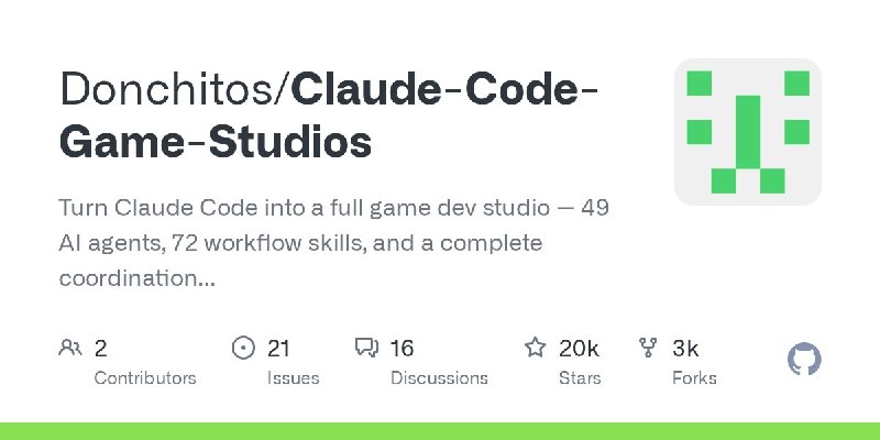 🍭 #AI编程 #游戏开发🏵 Claude Code Game Studios - 自动化游戏开发智能体框架🍥 简介