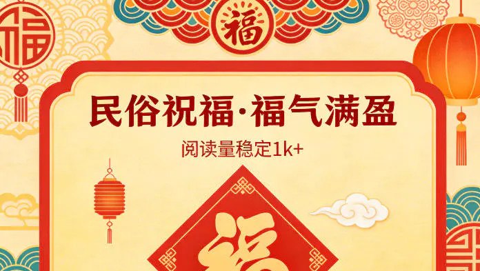 📌 #公众号 ✍️ 《公众号流量主之民俗祝福赛道 选题不愁 结构固定 阅读稳定1w+》📖 项目介绍