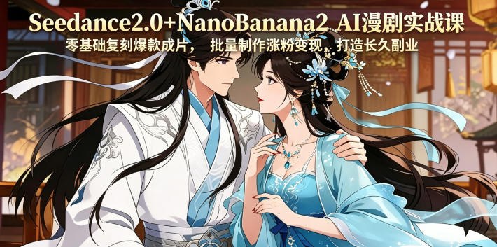 📌 #漫剧  | 活动线报 · 返佣平台✍️ 《Seedance2.0+NanoBanana2 AI漫剧实战课 零基础复刻爆款成片涨粉变现 打造长久副业收益》📖 项目介绍
