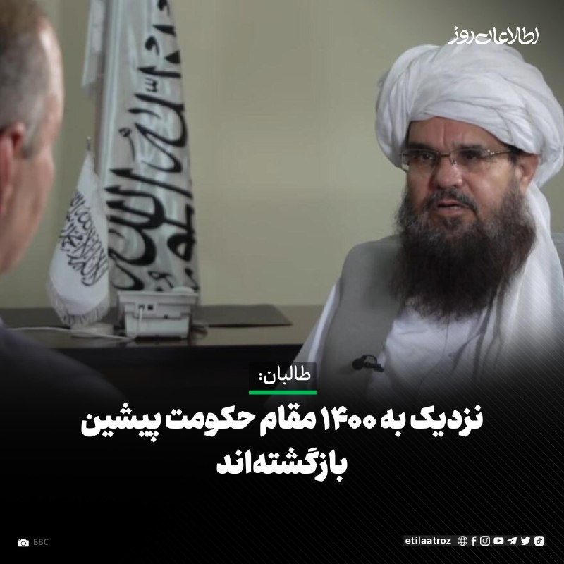 اطلاعات روز | Etilaatroz ✔: شهاب‌الدین دلاور، رییس «کمیسیون تماس با شخصیت‌های افغان» که از سوی طالبان برای هماهنگی با مقام‌های حکومت پیشین ایجاد شده