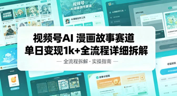 📌 #视频号 ✍️ 《视频号AI漫画故事赛道单日变现1k+全流程详细拆解》📖 项目介绍