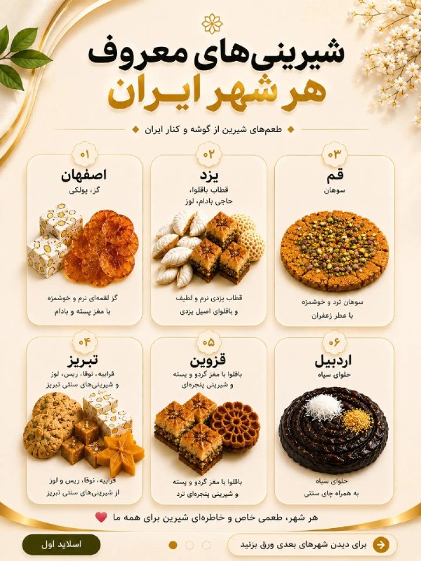 عشق يعنى 😷: شیرینی های معروف هر شهر ایران 🍰🫆🫆🫆🫆@Loveispublicشیرینی های معروف هر شهر ایران 🍰🫆🫆🫆🫆@Loveispublic