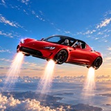 Flying Tesla Roadster