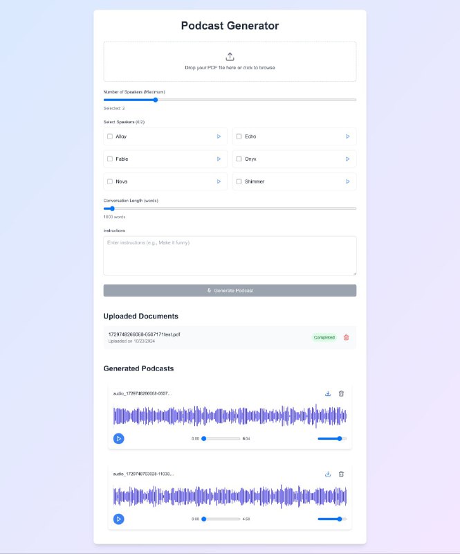 🍭 #AI工具 #音频生成 #文档转换 #播客工具🏵 Doc2Podcast - PDF文档转播客音频🍥 简介