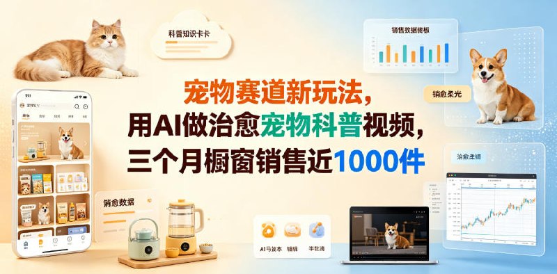 📌 #抖音  | 活动线报 · 返佣平台✍️ 《宠物赛道新玩法 用AI做治愈宠物科普视频 三个月橱窗销售近1000件【详细教学】》📖 项目介绍