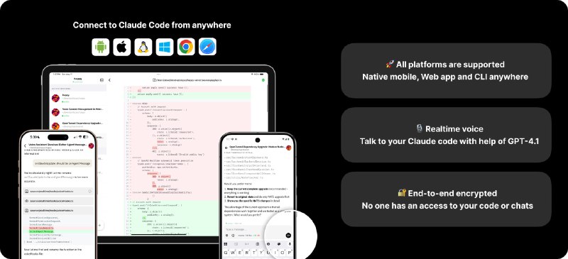 🍭  #AI编程 #移动开发🏵  Happy Coder - Claude/Codex移动端接入🍥 简介