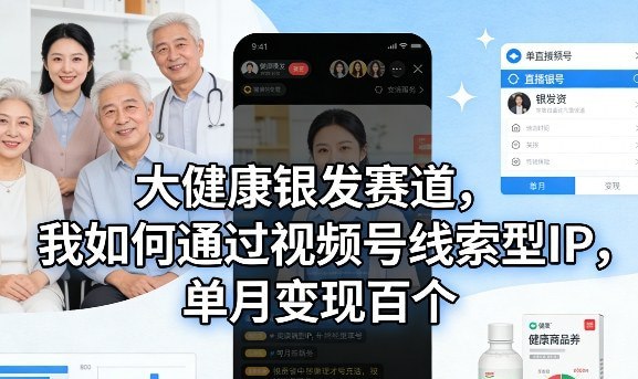 📌 #视频号 ✍️ 《大健康银发赛道 我如何通过视频号线索型IP 单月变现百个》💡 项目介绍
