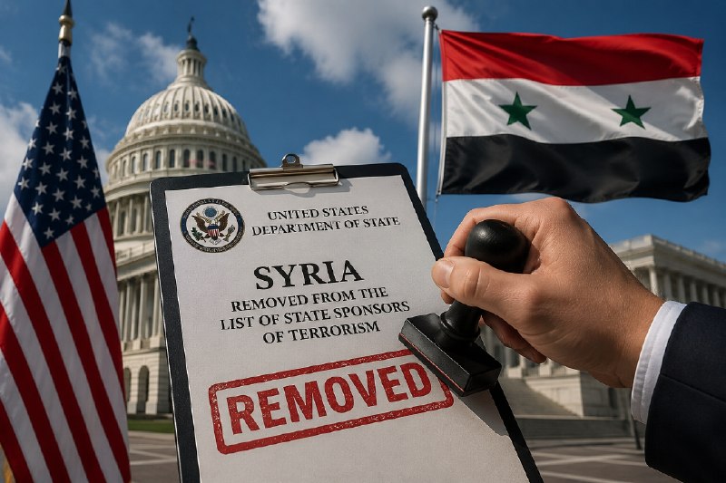 [ مدیا مردم ]: 🔴 سوریه بالاخره آزاد شد؛ بعد از ۴۷ سال آمریکا، سوریه رو رسما از فهرست حامیان تروریست حذف کرد.از زمان رفتن بشار اسد، ارزش
