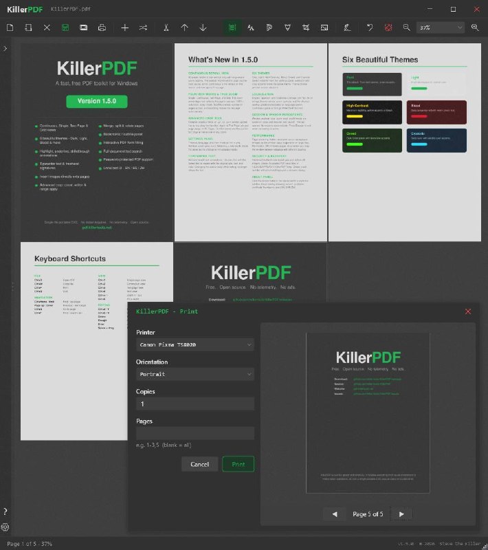 🍭 #PDF编辑 #开源工具🏵 KillerPDF - Windows平台开源PDF全功能编辑器🍥 简介