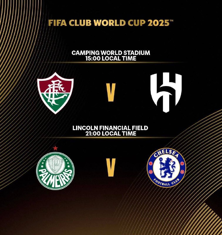 Club WC 01 : Fluminense vs. Al Hilal 3pmClub WC 02 : Palmeiras vs Chelsea 9 PM