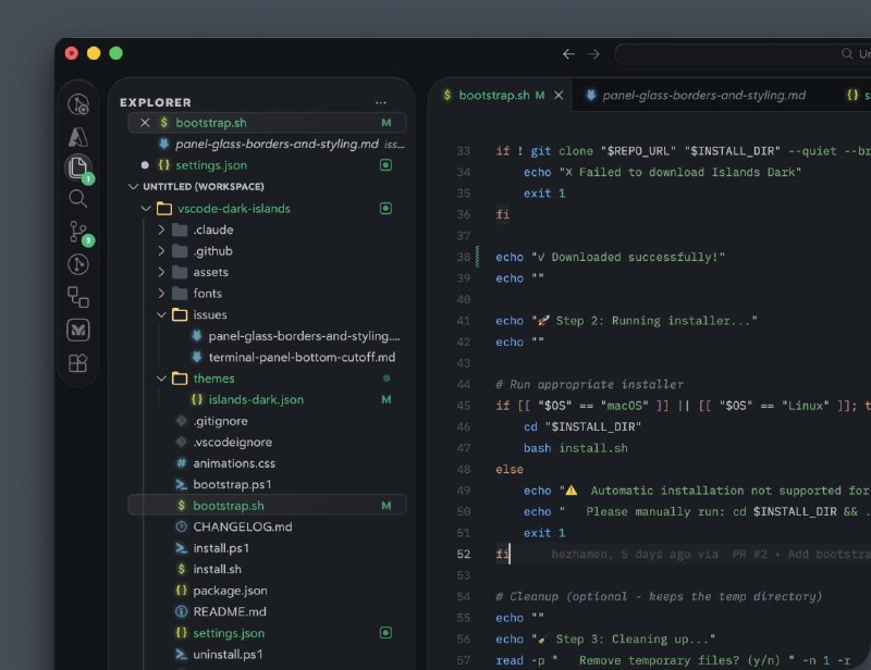 🍭 #VSCode #编辑器主题🏵 Islands Dark - 深色玻璃质感开发主题🍥 简介