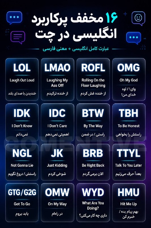 Comentive | کامنتیو: این مخفف‌ها شاید یه روزی به دردتون خورد.@Comentiveاین مخفف‌ها شاید یه روزی به دردتون خورد.@Comentive