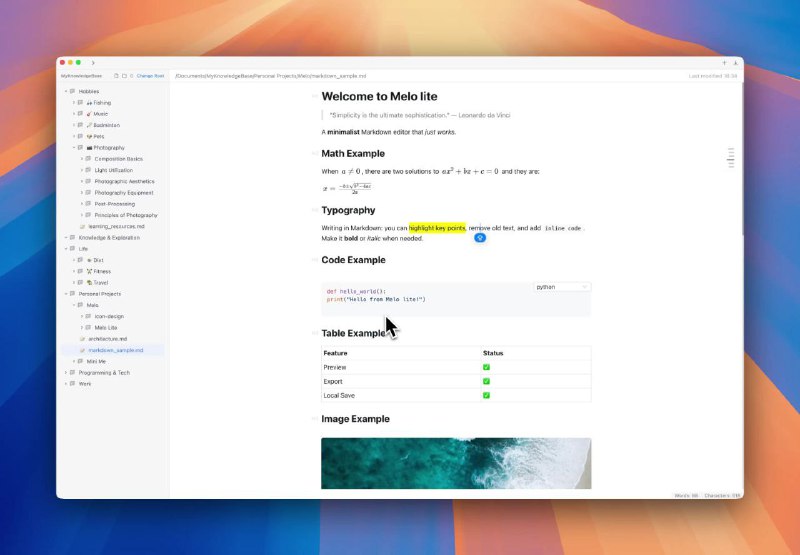 💳 Melo Lite - 本地 Markdown 笔记软件▎软件平台