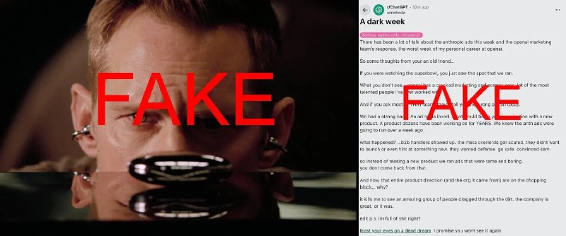 🤖 OpenAI 澄清超级碗硬件广告泄露传闻：系蓄意策划的虚假信息近日，社交平台流传一段所谓的 OpenAI 超级碗（Super Bowl）广告视频，内容涉及由演员 Alexander Skarsgård 展示的球形硬件及耳塞设备