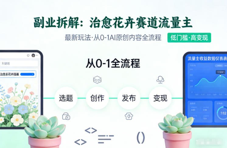 ✍️  《副业拆解 治愈花卉赛道流量主最新玩法 从0-1AI原创内容全流程》💡  项目介绍
