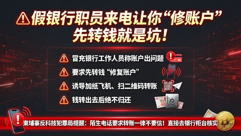 东南亚华人大事件：假银行职员来电让你修账户 先转钱就是坑 7月6日上午 柬埔寨反科技犯配图