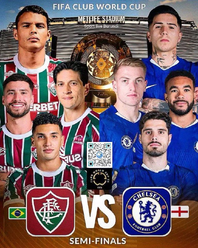 🇧🇷 Fluminense 🆚 Chelsea 🏴󠁧󠁢󠁥󠁮󠁧󠁿🗓️ Tuesday, 08 July, 2025⏰ GMT - 19:00 | BUJA - 21:00 🏆 FIFA Club World Cup - Semi-final🏟️ MetLife Stadium, East Rutherford, New Jersey, United States