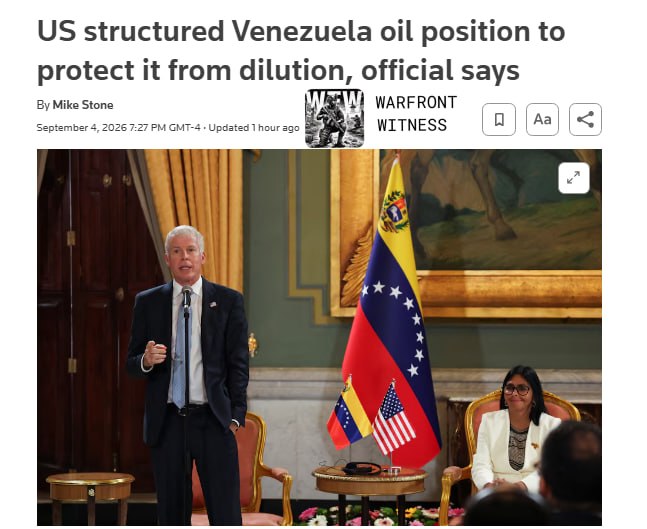 ️🇺🇸🇻🇪 רויטרס: ארה"ב בנתה את אחזקתה של 35% במיזם נפט ונצואלי באמצעות "כתבי אופציה" ב-North American Blue…