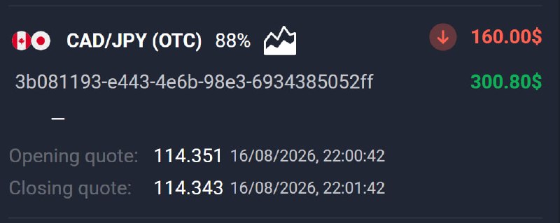 🔥AVIATOR CHANNEL🔥: 📊 CAD/JPY (OTC) 🕘 1 MINUTES 💵 Use 160 from balance ➡️ CLICK HERE AND REGISTER✅ TRADE CLOSED IN PROFIT!💵 BALANCE: $483,40