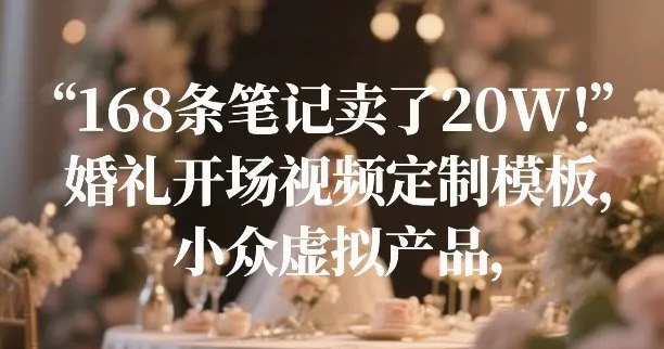 📌 #小红书 ✍️  《168条笔记卖了20W！婚礼开场视频定制模板 小众虚拟产品》💡  项目介绍