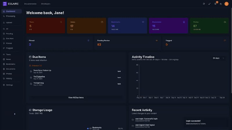 🍭 #AI工具 #开源项目 #个人数据管理 #本地部署🏵 Eclaire - 本地AI数据整合助理🍥 简介