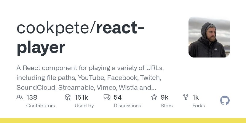 🍭 #React组件 #媒体播放🏵 React Player - React组件，播放多源URL🍥 简介