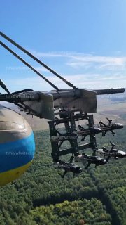 ️🇺🇦🇷🇺 The Ukrainian Air Force is deploying modified Mi-8 helicopters as air launch platforms for interceptor drones, optimizing the hunt for Russian-made attack drones.