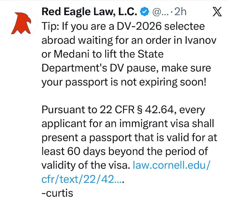 Trump BAN: نکته: اگر از برندگان DV-2026 هستید و خارج از آمریکا منتظرید در پروندههای Ivanov یا Medani حکمی صادر شود که توقف برنامه