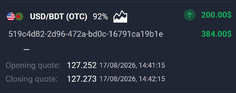 🔥AVIATOR CHANNEL🔥: 📊 USD/BDT (OTC) 🕘 1 MINUTES 💵 Use 200 from balance ➡️ CLICK HERE AND REGISTER✅ TRADE CLOSED IN PROFIT!💵 BALANCE: $534,20