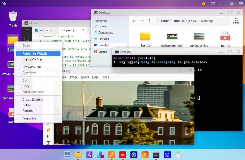 🍭  #网页操作系统 #云存储 #开发平台 #远程桌面🏵  Puter - 网页操作系统🍥 简介