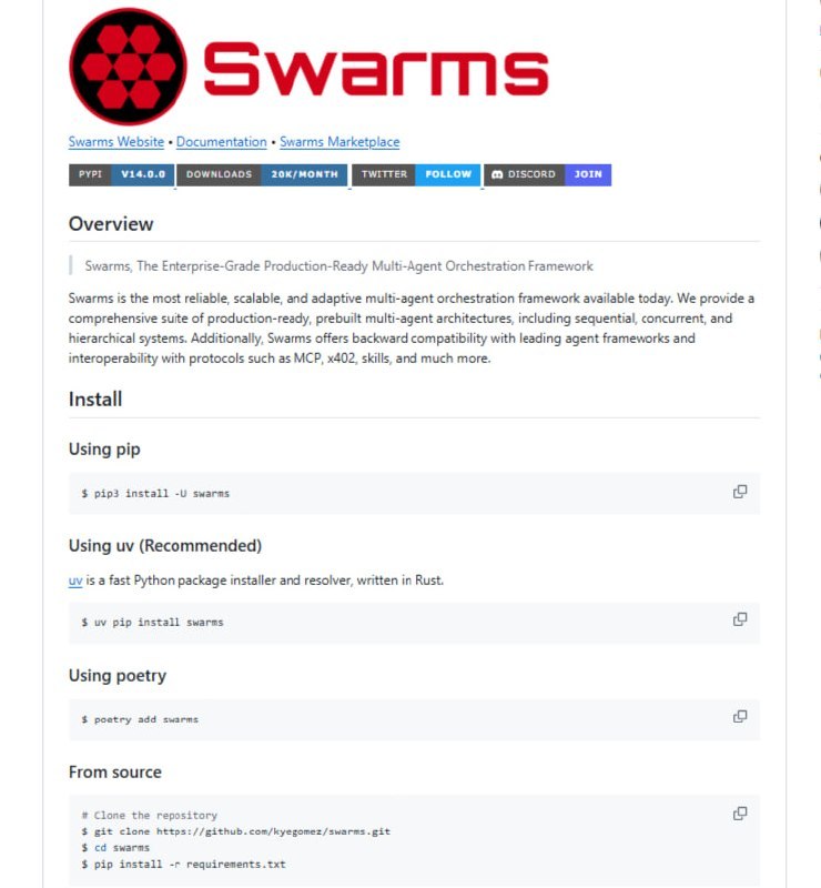 🍭 #AI多智能体 #自动化编排🏵 Swarms - 高性能多智能体编排平台🍥 简介