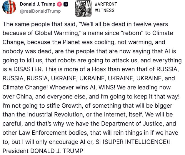 ️🇺🇸 President Donald Trump on Truth Social: