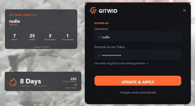 🍭 #GitHub #Rainmeter #桌面插件🏵 GitWid - GitHub个人数据桌面监控🍥 简介