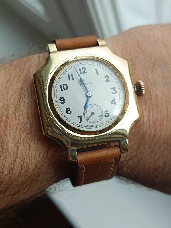 Антикварные Часы Rolex, 1920 год. Позолота, 39,5 мм. В отличном рабочем состоянии, имеется сертификат — фото 1