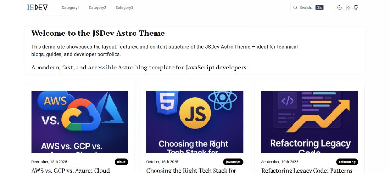 🗣  每日羊毛线报  👈🏵  JSdev Astro Theme - 轻量级博客主题🍥 简介