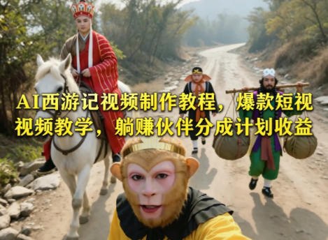📌 #短视频  | 返佣平台✍️ 《AI西游记视频制作教程 爆款短视频教学 躺賺伙伴分成计划收益》📖 项目介绍