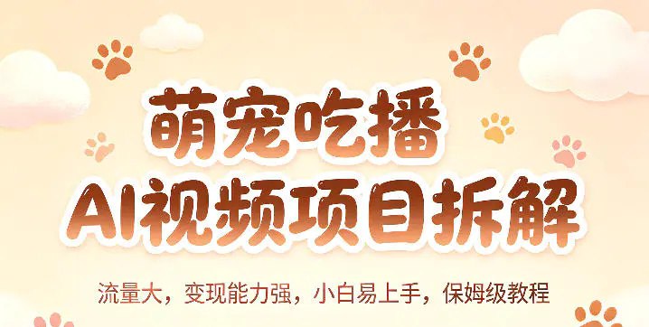 📌 #短视频 ✍️ 《萌宠吃播AI视频项目拆解 流量大 变现能力强 小白易上手 保姆级教程》📖 项目介绍