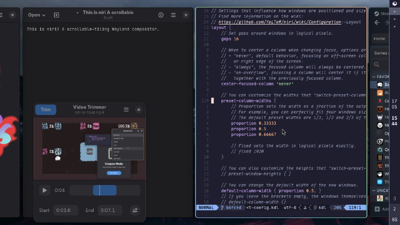 🗣  每日羊毛线报  👈🏵  niri - 可滚动平铺的Wayland合成器🍥 简介