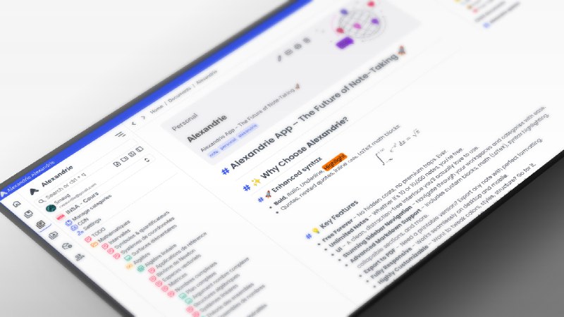 🍭  #生产力工具 #Markdown笔记🏵  Alexandrie - Markdown增强笔记应用🍥 简介