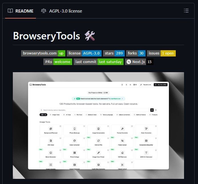 🍭 #浏览器工具 #开发者工具 #生产力工具🏵 Browserytools - 集成百余款本地网页工具🍥 简介