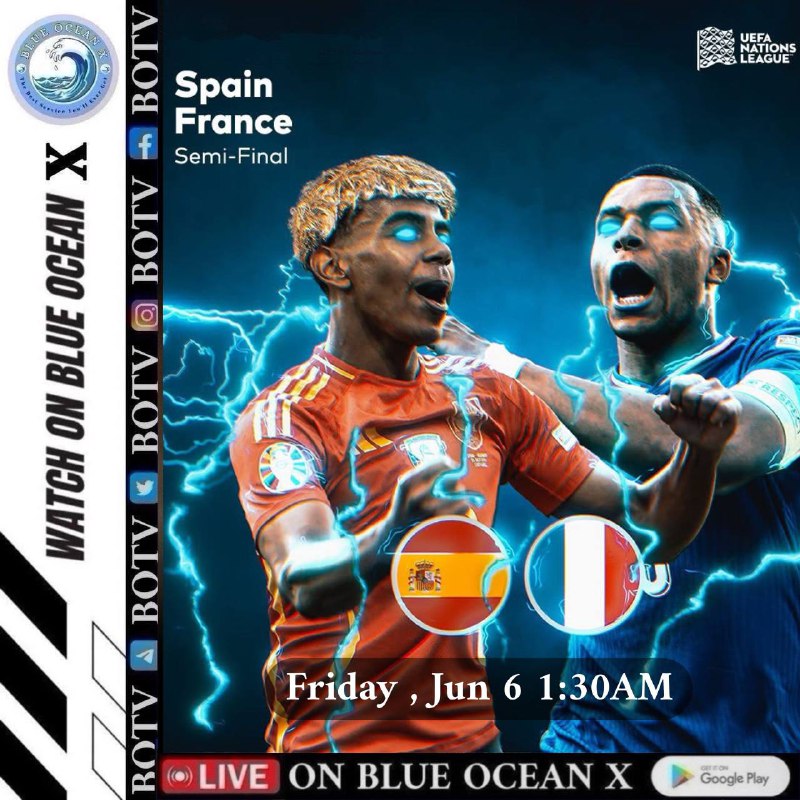 UEFA Nations League Semi-finalSpain 🇪🇸 vs 🇫🇷 France1:30 AM 6-6-25 UEFA 01: Spain 20:00 France 05/06AU: OPTUS SPORTS 1 မှာလဲဝင်ရောက်ကြည့်ရူ့နိူင်ပါသည်။